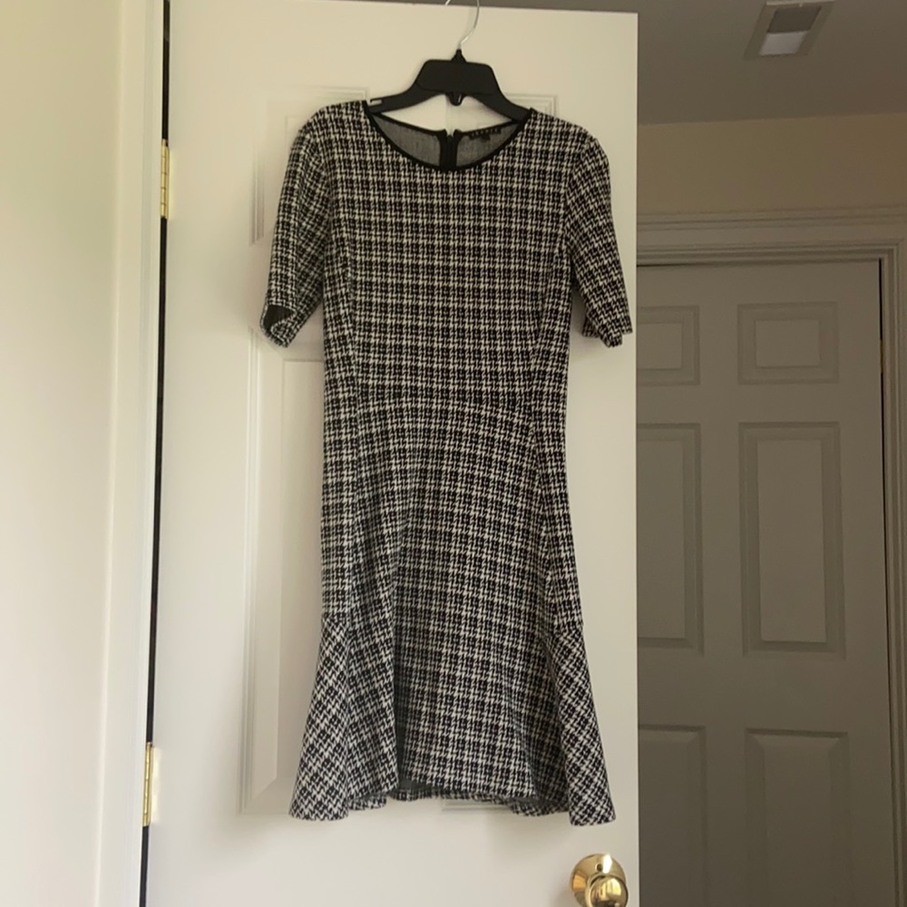 Theory Houndstooth drop waist dress